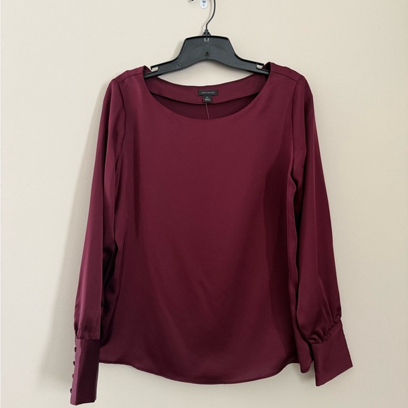 Ann Taylor Burgundy Long Sleeve Blouse - Picture 1 of 4